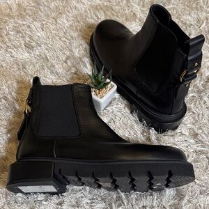 NEW Frame Le London Black Leather Ankle Chelsea Boots 38.5/8.5